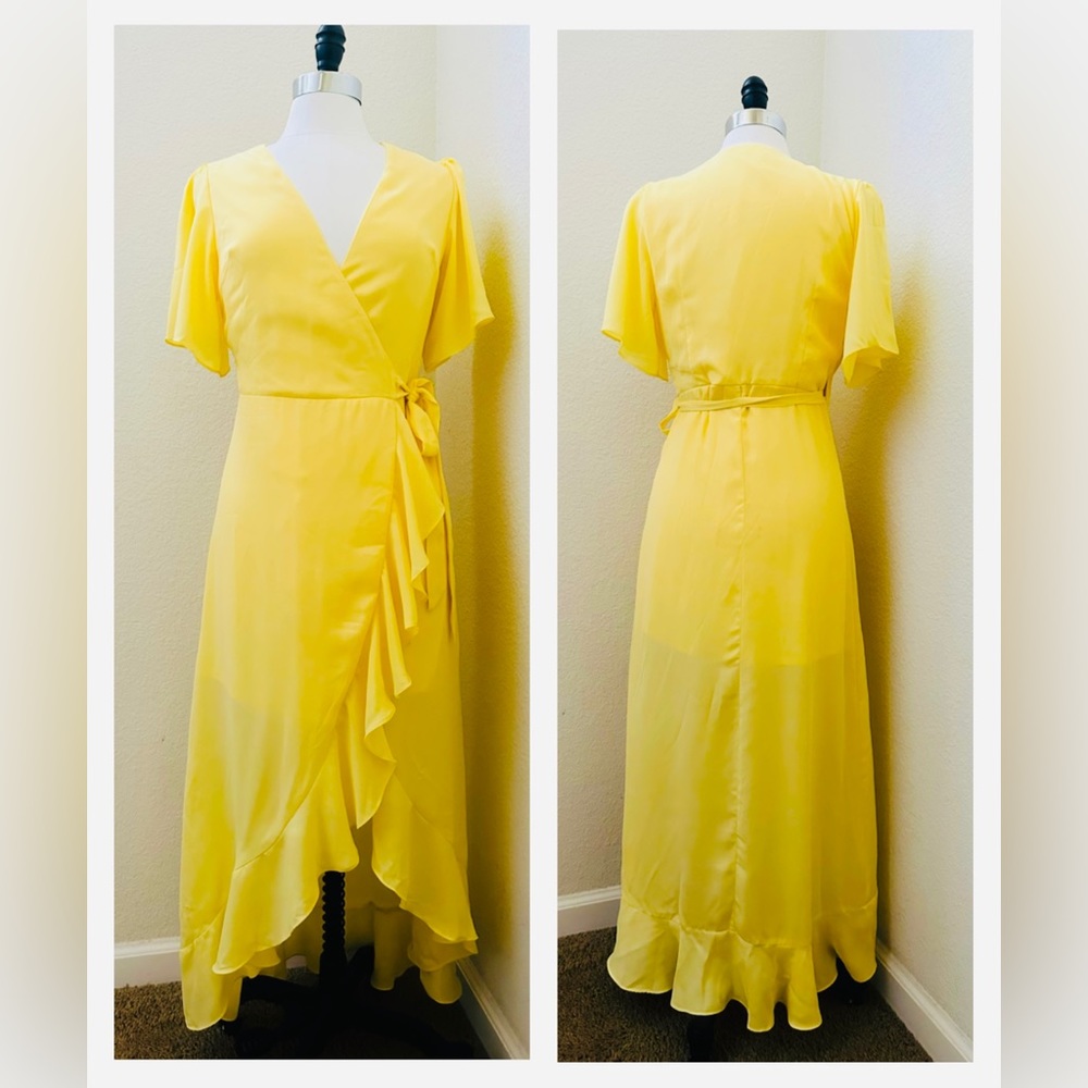 NWT - Wild Honey Yellow Wrap Dress - Size S
